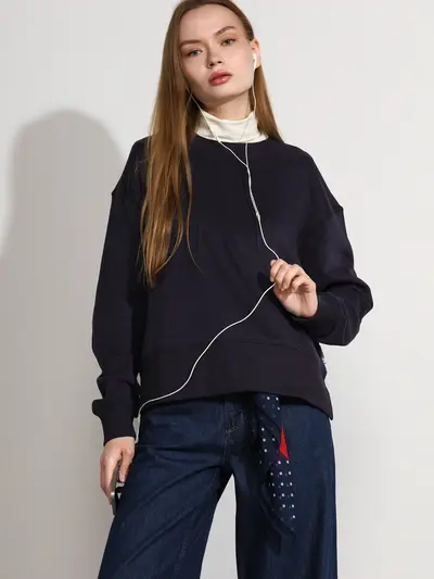 Толстовка темно-синего цвета из смесового хлопка